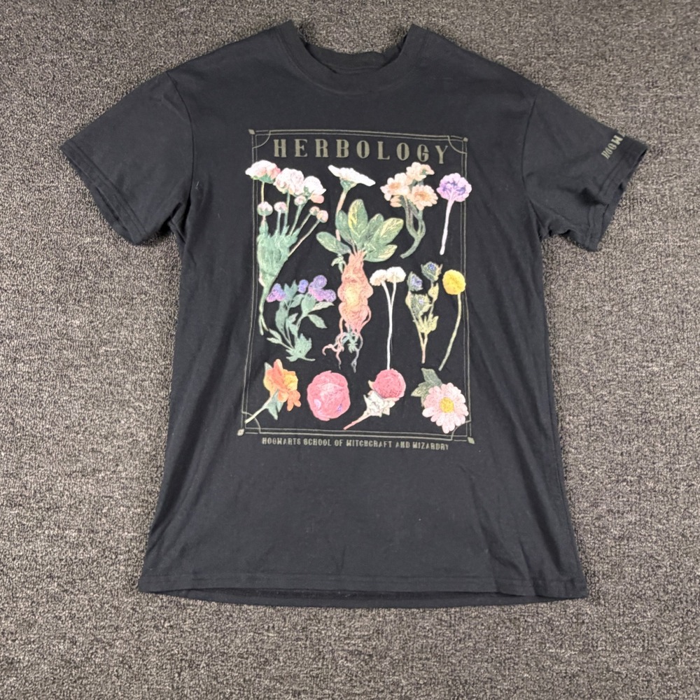 Harry Potter T-Shirt Unisex Medium Herbology Botanical Black HPK083BUAFBP12 EUC